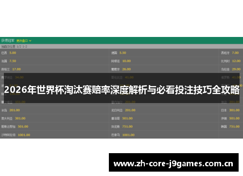 2026年世界杯淘汰赛赔率深度解析与必看投注技巧全攻略